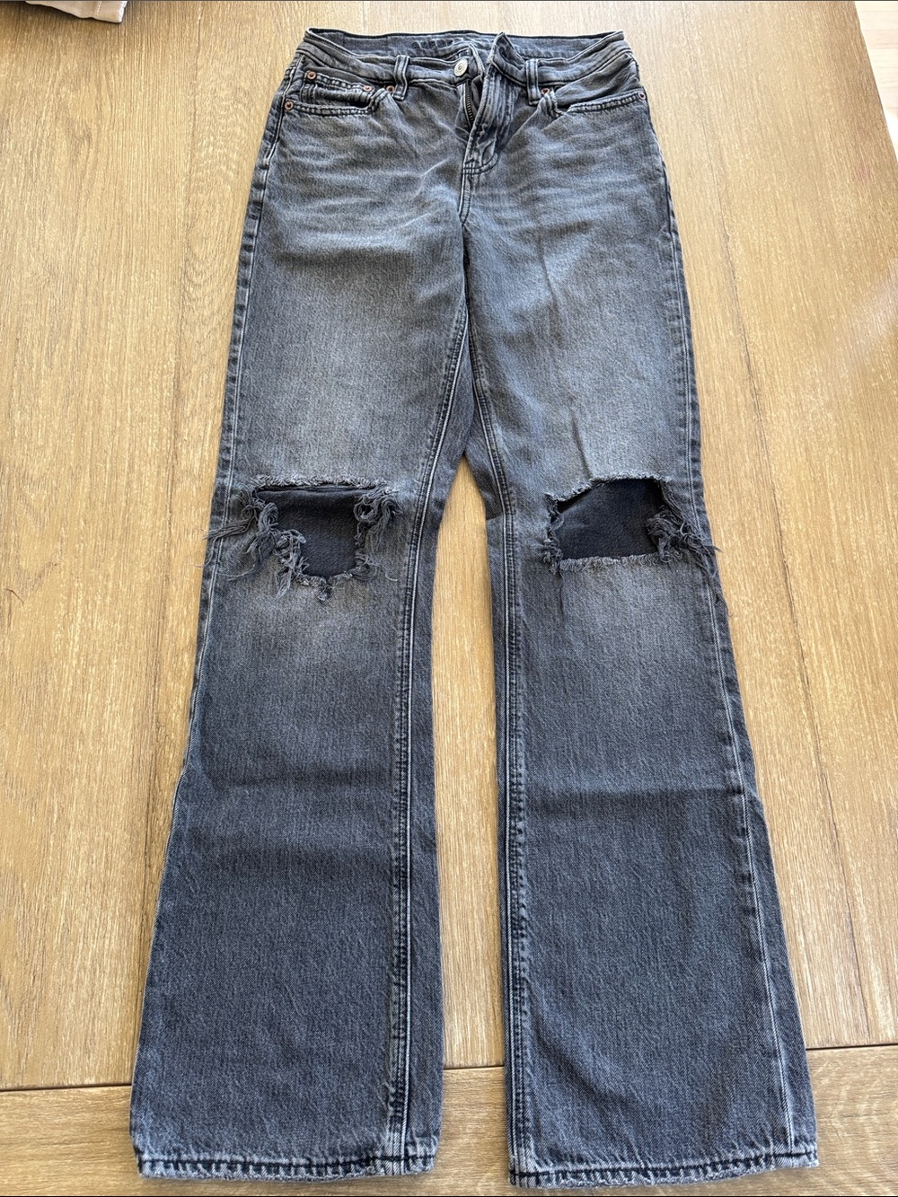American Eagle Outfitters Black Distressed Boot Cut Jeans